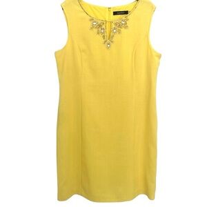 Ellen Tracy Jewel Yellow Sleeveless Dress
